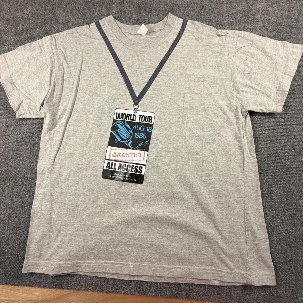 Spring Faire Mens World Tour All Access Graphic T-Shirt Grey Cotton Medium #1333